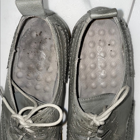 Leather Gray Brogue Oxford Shoes Lace up Formal Dress Shoe Size 37.5 - Picture 7 of 8